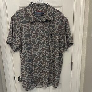 Burlebo Men's Short Sleeve Button-Up Shirt - Gray Camo
